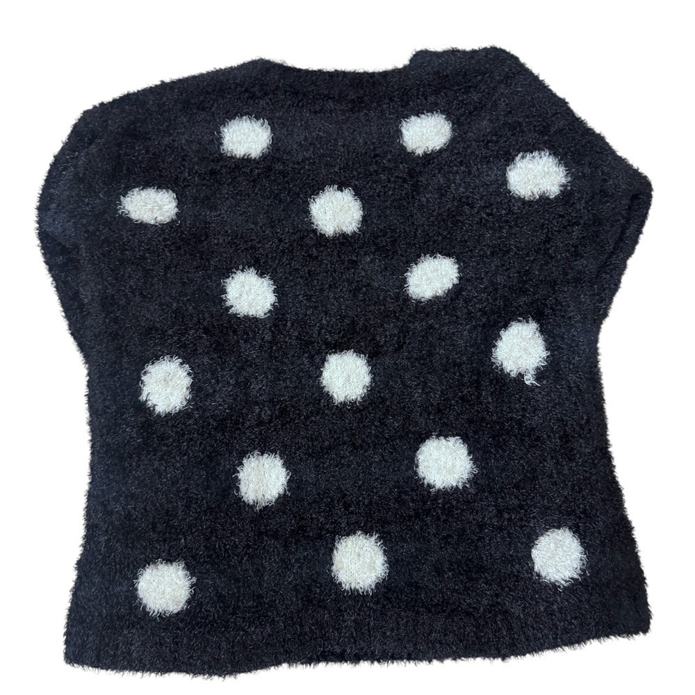 Forever 21 Fuzzy Black Sweater with White Dots - Picture 3 of 4